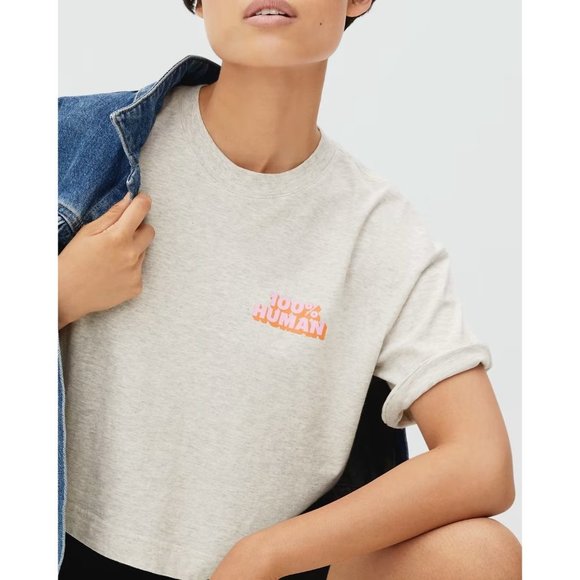 Everlane The 100% Human Cropped Tee Short Sleeve Organic Cotton Gray XXS - Picture 1 of 6